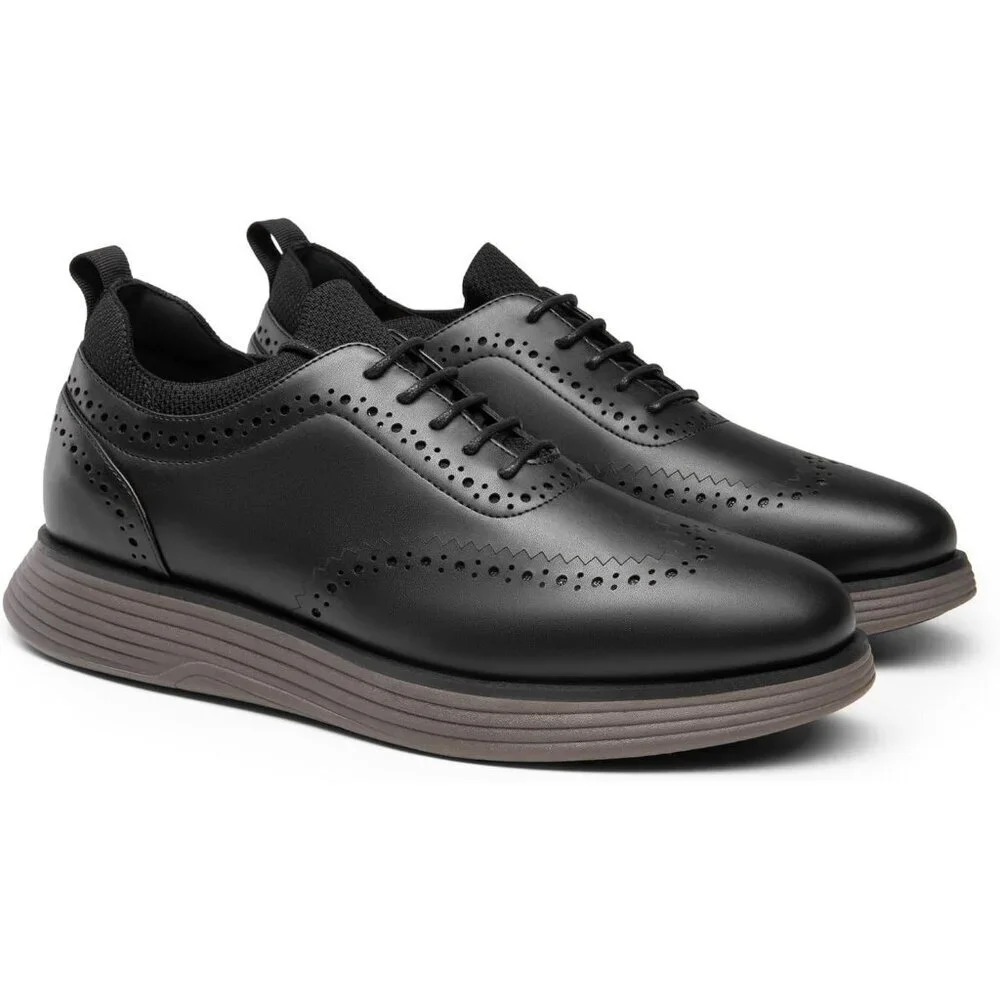 Men's Black Coffee Leather Classic Business Formal Wingtip Dress Oxford Shoes